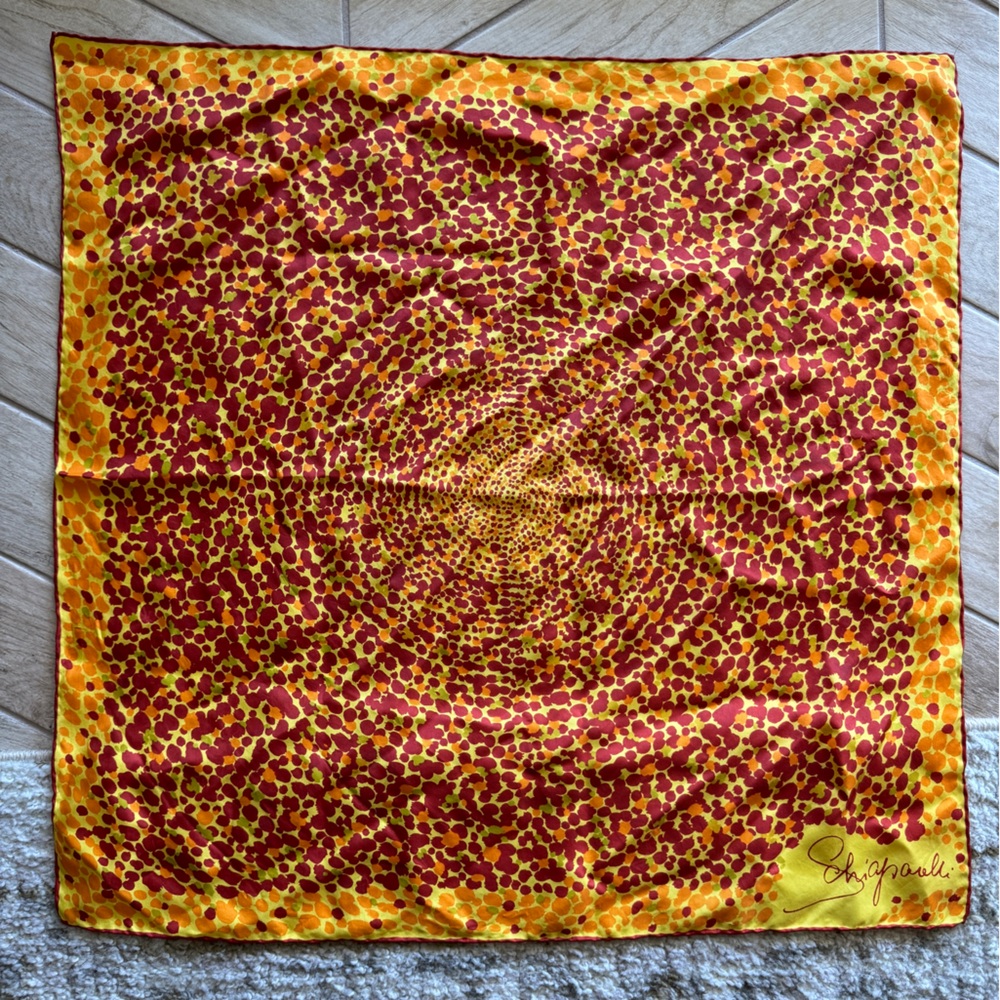 Vibrant Yellow and Red Polka Dot Scarf